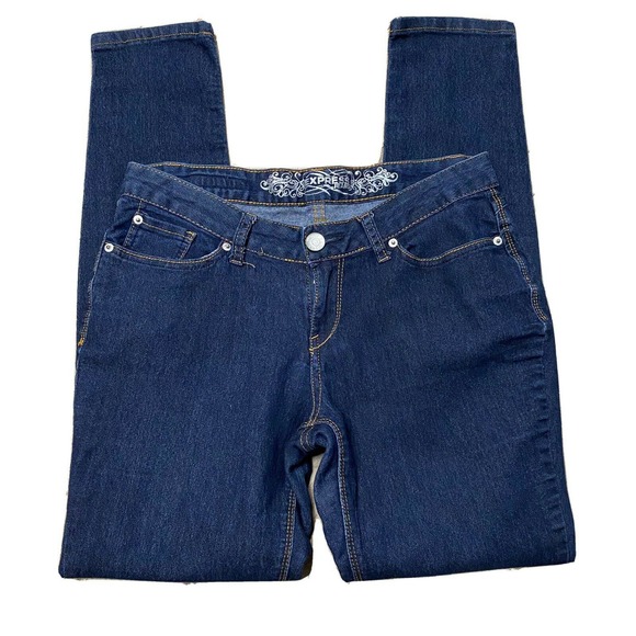 Express Women Jeans Denim Skinny Leg Skinny Mid Rise Dark Wash Size 6